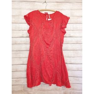 NWT⚡Free People⚡Beaded Dress⚡Red